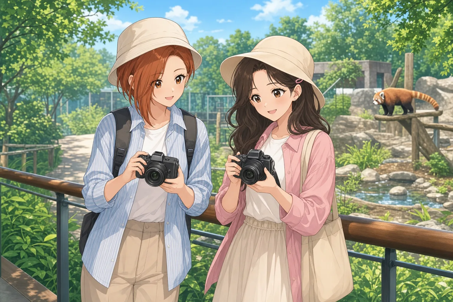 鳴海理央、藤咲まりあが動物園で写真散歩を楽しむ様子